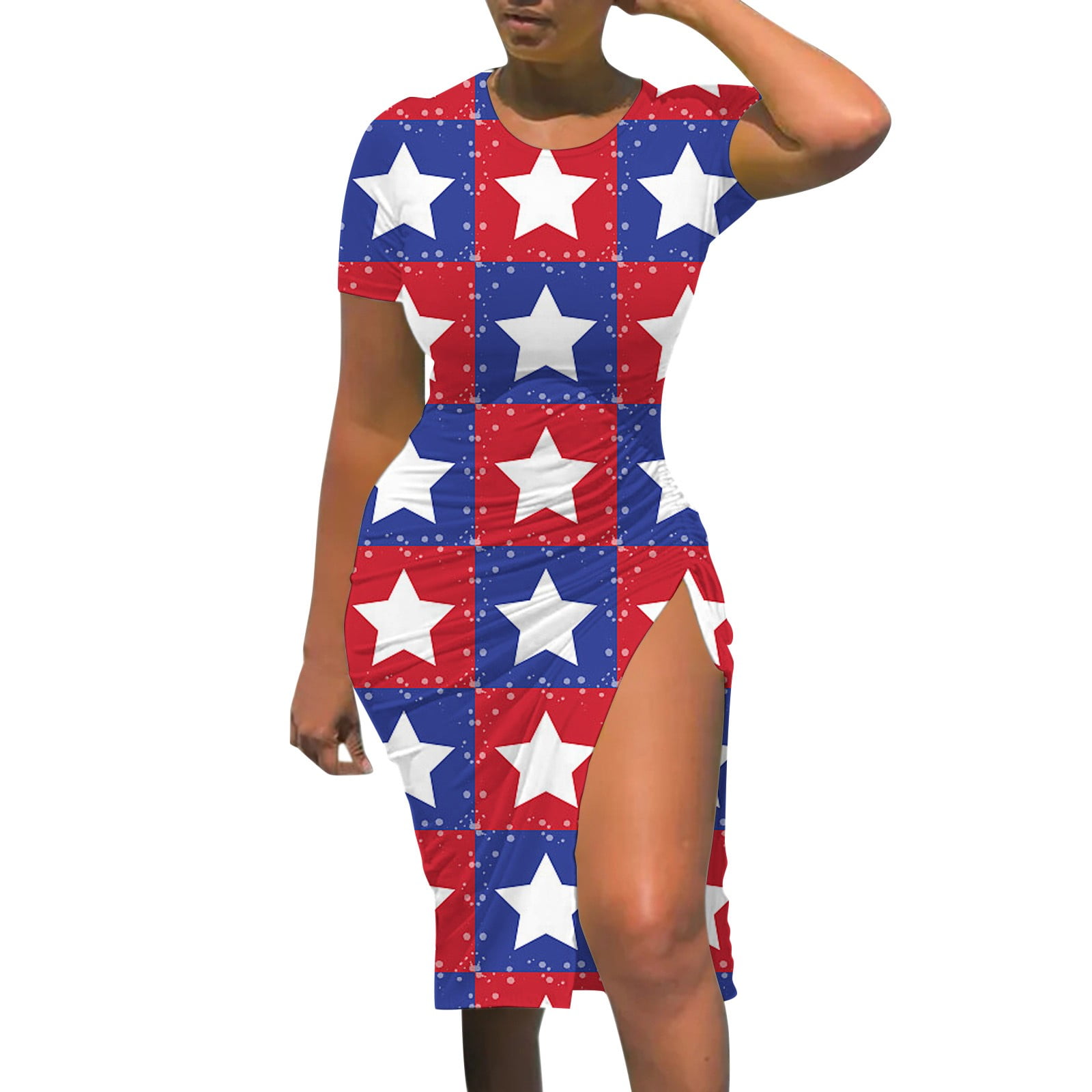 Independence Day Women American Flag Patterns Casual Drawstring Slit