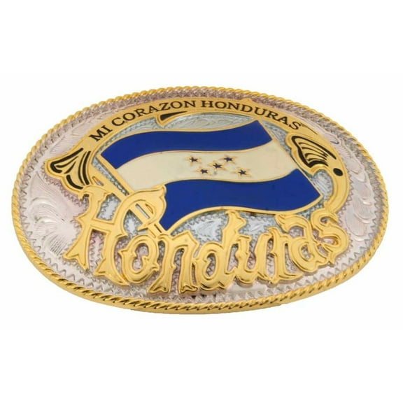 Katracha Honduran Honduras Belt buckle Latino Nation Country Flag Two Tone Metal Fashion New Big Men Women