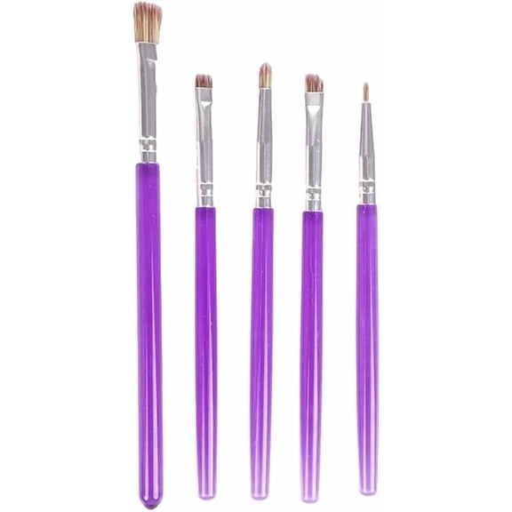 5Pcs Decorating Brush Set 139x7mm Purple Nylon Cake Decorating Brushes Tools with Aluminium Tube Plastic Handle Pastry Baking Cookie Practical Accessories for Women Men Kitchen Restaurant