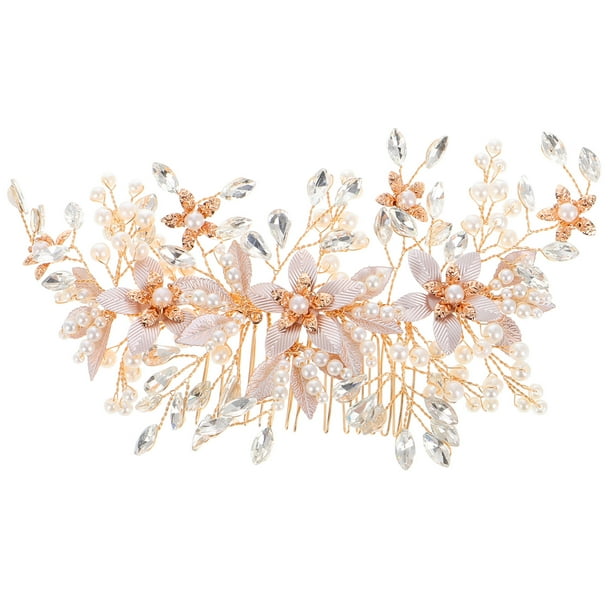 Peineta de perlas para novia, flor, pinzas para el pelo para boda, pasador de perlas con diamantes de imitación, tocado de boda, tocado para novias, mujeres y niñas