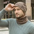 thumbnail image 3 of YAOBAMM Windproof Warm Hat Men Winter Hat Scarf Set Knitted Solid Color Plush Warm Windproof Neck Ear Protection Outdoor, 3 of 5