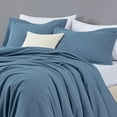 thumbnail image 5 of Chezmoi Collection Solid Blue 100% Washed Cotton Duvet Cover Set King Size, 3-Piece Luxury Soft Breathable Smooth Cooling Comforter Cover with Button Closure, 5 of 9