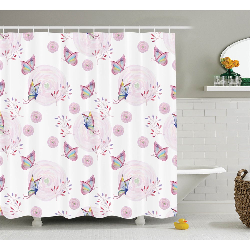 Butterflies Decorations Shower Curtain Set, Butterflies And Branches