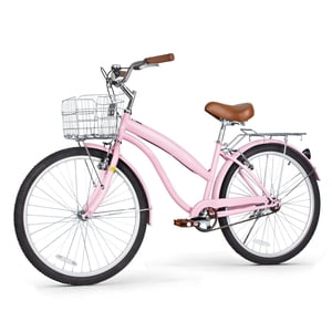 Hykolity 24" Adult Cruiser Bike, Single-Speed Pink