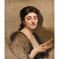thumbnail image 2 of William Bouguereau 12x14 Black Ornate Wood Framed Double Matted Museum Art Print Titled: A Young Woman with a Fan, 2 of 5
