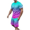 thumbnail image 2 of HOMADLES Men Short Sets 2 Piece Gradient Shirt and Short Purple 5XL, 2 of 5