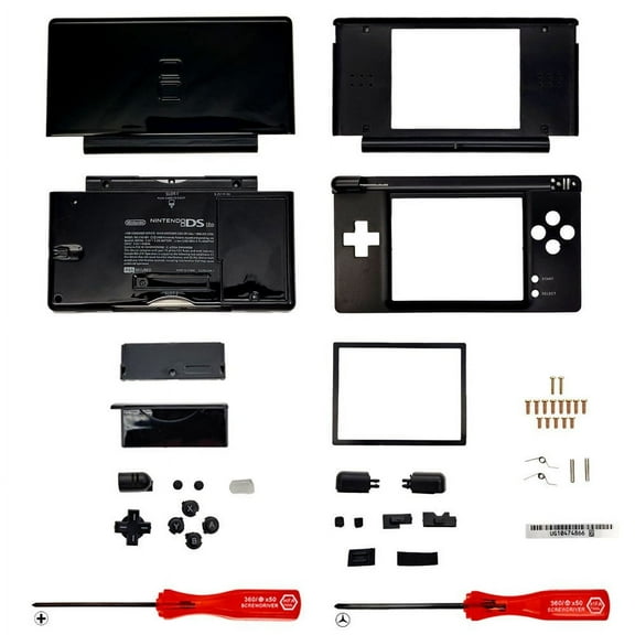 Replacement Housing for Nintendo DS Lite Glass Lens Shell Onyx Black