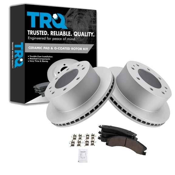 TRQ Rear Ceramic Brake Pad & Coated Rotor Kit Fits Select Chevy GMC 2500 3500 Truck
