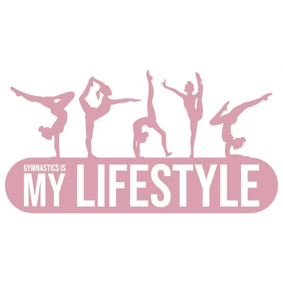 Kids Girls Bedroom Pink Art Gymnastics Decoration Floor Exercises Design Design Vinyl Adhesive Wall Decal - 11" x 20" Home Art Inspirational Gymnast Quotes Wall Sticker - Gymnastics Is My Lifestyle
