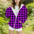 thumbnail image 2 of BFHHYA Girls' Plaid Print Sweatshirt Jacket Kid Tween Oversized Hoodie Zip-Up Drop Shoulder Sweatshirt with Pockets (4-15 Years), 2 of 5