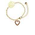 thumbnail image 2 of Delight Jewelry Rose Goldtone Open Heart Gold-tone Flower Link Chain Bracelet, 6.75"+2" Extender, 2 of 4