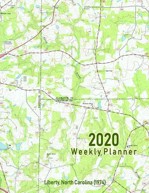 2020 Weekly Planner Liberty, North Carolina (1974) Vintage Topo Map
