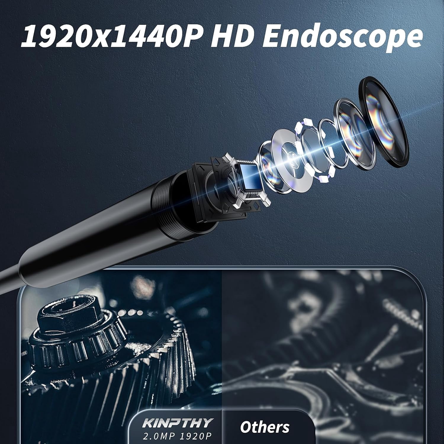 Endoscope Camera with Light,1920P HD Borescope Tools with 8 Adjustable LED Lights, Endoscope with Semi-Rigid Snake Camera, IP67 Waterproof Inspection Borescope for iOS and Android-16.4ft Dual-Lens