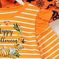 thumbnail image 5 of Youmylove Toddler Girls Letters Cartoon Pumpkin Printing Flying Sleeve Long Sleeve Stripe Tulle Dress Princess Dress Children Baby Clothes Cozy Sundress, 5 of 6