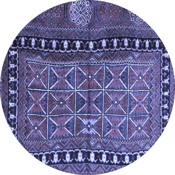 Ahgly Company Machine Washable Indoor Round Persian Blue Traditional Area Rugs, 3' Round