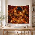 thumbnail image 5 of Autumn Garden Path with Pumpkins and Lanterns Cozy Rustic for Nature Lovers Digital Art Thanksgiving Gift Tapestry Wall Hanging for Bedroom and Living Room, 5 of 7