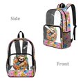 thumbnail image 2 of ZIATUBLES Clear Backpack Heavy Duty, Tropical Sloth Flower Printed Fabric & PVC Transparent Bookbag with Reinforced Strap, Large Capacity See Through Backpack for School, Travel, 2 of 7