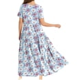 thumbnail image 3 of Capreze Ladies Crew Neck Long Dress Bohemian Elastic Waist Sundress Party Maxi Dresses Floral Printed Sundress, 3 of 3