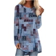 thumbnail image 2 of ICHUANYI Liquidación Blusa casual suelta con cuello redondo y manga larga con estampado de invierno para mujer ICHUANYI WER202308254114, 2 of 5