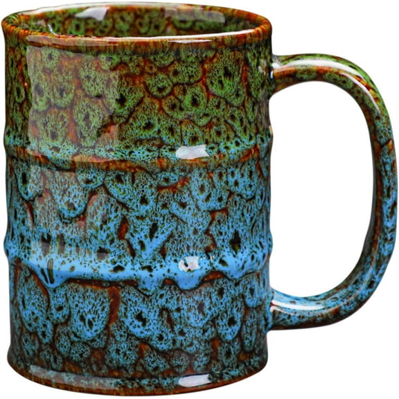 Ceramic 20 oz Coffee Mugs - Large Tea Cup for Office and Home - Dishwasher and Microwave Safe (1, Green and Blue)
