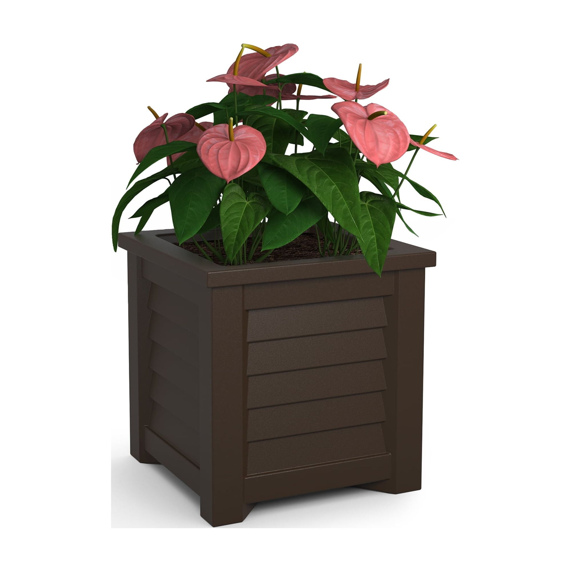 Mayne Lakeland 16" x 16" x 16" Square Espresso Self Watering Plastic Planter