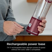 Ninja Blast Portable Personal 18 Oz Blender w/ Leak Proof & Easy Sip Lid, Rechargeable Base, BC151CR Cranberry Red