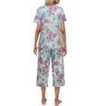 thumbnail image 2 of Ekouaer Women's Pajamas Set Short Sleeve Top With Capri Pants Pjs Lounge & Sleepwear Set, 2 of 4