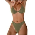 thumbnail image 6 of Honeeladyy Womens Textured Bikini Set Thong String Two Piece Swimsuits Double Shoulder Straps Swimwear with Adjustable Buckle Khaki S, 6 of 8