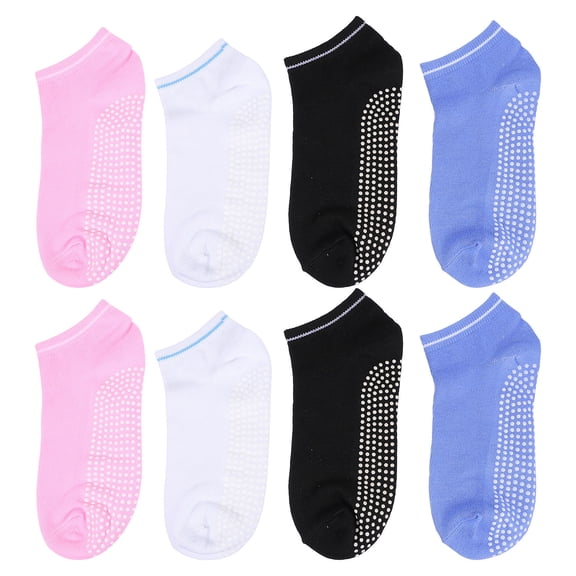 MERRYHAPY Breathable Black Ankle Socks, Comfortable Nonslip Short Socks, Polyester Cotton Blend, 4 Pairs Pack