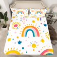 thumbnail image 2 of Castle Fairy Kawaii Rainbow 3pcs Twin Sheet Sets for Children,Stars Print Twin Fitted Sheet,Polka Dots Breathable Flat Sheet,Breathable Home Decor, 2 of 7