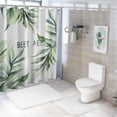 thumbnail image 7 of Orinice Get Naked Green Leaves Shower Curtain Tropical Gold Plant Watercolor Leaf Botanical Palms Monstera Banana Leaves Fabric Polyester Bath Curtains Bathroom Set with Hooks 69x72, 7 of 7