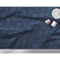 thumbnail image 2 of Soimoi Tissu Satin Modal Bleu Imprimé Floral Damassé au Mètre 42 Pouces de Large, 2 of 3