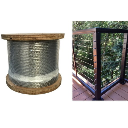 

Grade 316 STAINLESS STEEL 1/4 1x19 Cable Rail Railing Wire Rope 500 Ft Feet