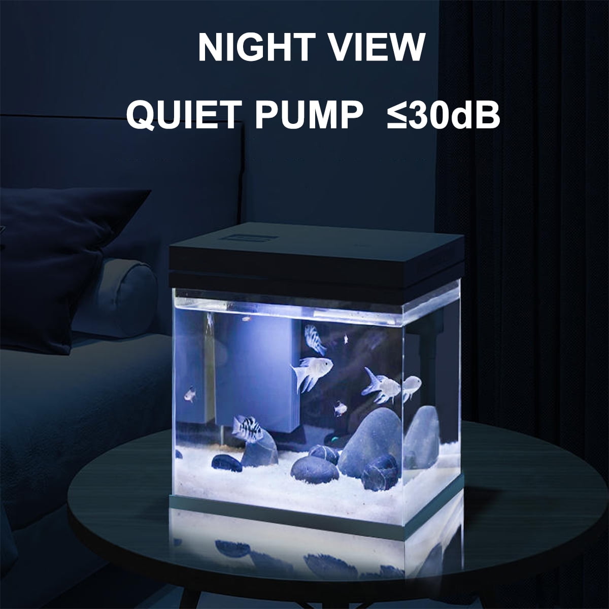 Fish Tank, 2.5 Gallon Nano-Aquarium, Upgrade Filter System and LED Light, for Freshwater & Marine, Filter Balls Included (2.5 Gal)