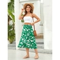 thumbnail image 4 of Wenseny Women’s Asymmetrical Floral Long Wrap Skirts Ruffled Midi Skirt Green L, 4 of 7
