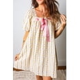 thumbnail image 5 of Women's Vintage Floral Mini Dress – Square Neck Shift Dress with Bow Front & Lace Trim, XL, 5 of 8