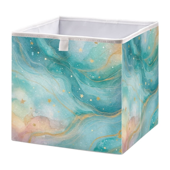 Foldable Fabric Storage Bin Home Cubes Clothing Organizer Bins Large Collapsible Box Basket for Home Organizer Beautiful Watercolor Stars