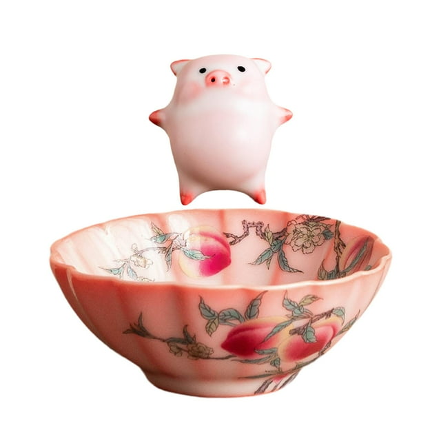 Taza de cerámica hecha a mano con mascota de té, centro de mesa, taza de leche coleccionable, de té de Kung Fu, estatua de cerdito para el hogar,