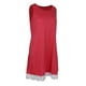 thumbnail image 1 of Vestido corto tipo túnica retro sin mangas de encaje para mujer, estilo playero informal y holgado rojo, 1 of 9