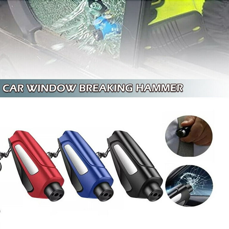 SafeHammer - Safe Hammer Glass Breaker,Hammerdex Car Safety Tool,Safe  Hammer Glass Breaker,Seat Belt Cutter Emergency Escape Tool (Silver+Red)