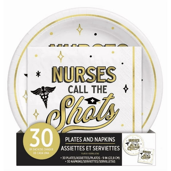 Nurses Call The Shots Plates and Napkins, 60pcs