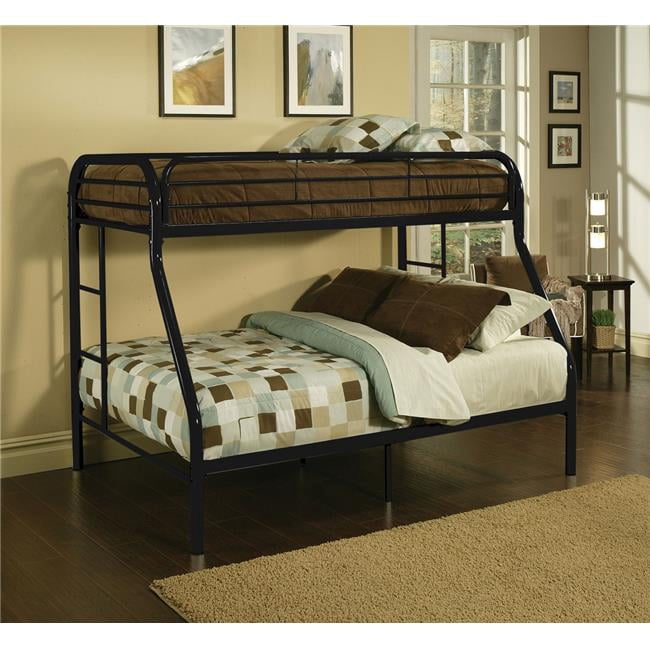 60 x 78 x 54 in. Metal Tube Twin Full Bunk Bed - Black