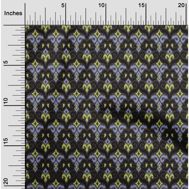 oneOone Cotton Cambric Fabric Swirl & Paisley Ikat Print Fabric BTY 56 Inch Wide