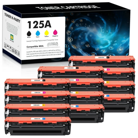 Compatible for HP 125A Toner Cartridge for HP CB540A LaserJet CP1215 CP1515N CP1518NI CM1312NFI Pro M251n M251nw MFP M276n M276nw 3BK   3C   3M   3Y