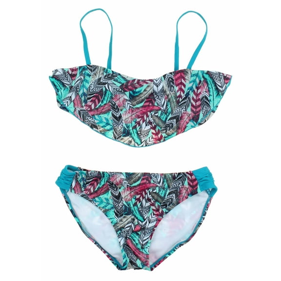 Young Girls Fashion Swimsuits (Multi Feather/Bikini, 8)