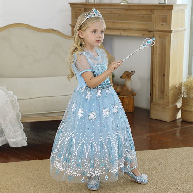 Vestido De Princesa Elsa Para Niños , Reina De Nieve Fiesta De Halloween