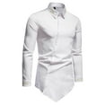 thumbnail image 2 of PBNBP Mens Dress Shirts Asymmetrical Hem Long Sleeve Button Down Shirts Luxury Stretchy Wrinkle Free Shirts Wedding Shirts, 2 of 9