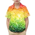 thumbnail image 6 of Favoffer Big Kid Boys Girls Button-Up Shirt Spring Summer St. Patrick's Day Print Pocket Breathable Collared School Uniform Top for School Daily Home Holiday Sizes 2-15Y, 6 of 7
