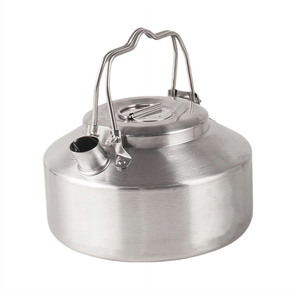 1L Stainless Steel Camping Kettle, Portable Mini Outdoor Coffee Pot, Durable Water Boiler for Hiking, Backpacking, and BBQ Cooking Accessories