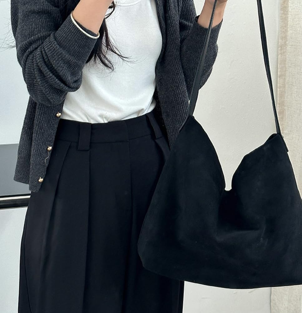 Zhengup Slouchy Suede Tote Shoulder Bags for Women Large Soft Underarm Bag Working Purse Handbag Travel Satchel Winter Fall